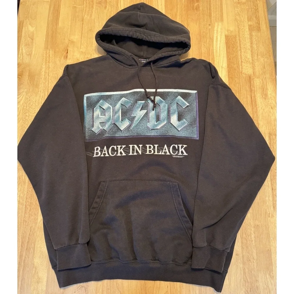 Vintage AC/DC Back in Black 1996 Rock‎ Band Mens Hoodie Size Large